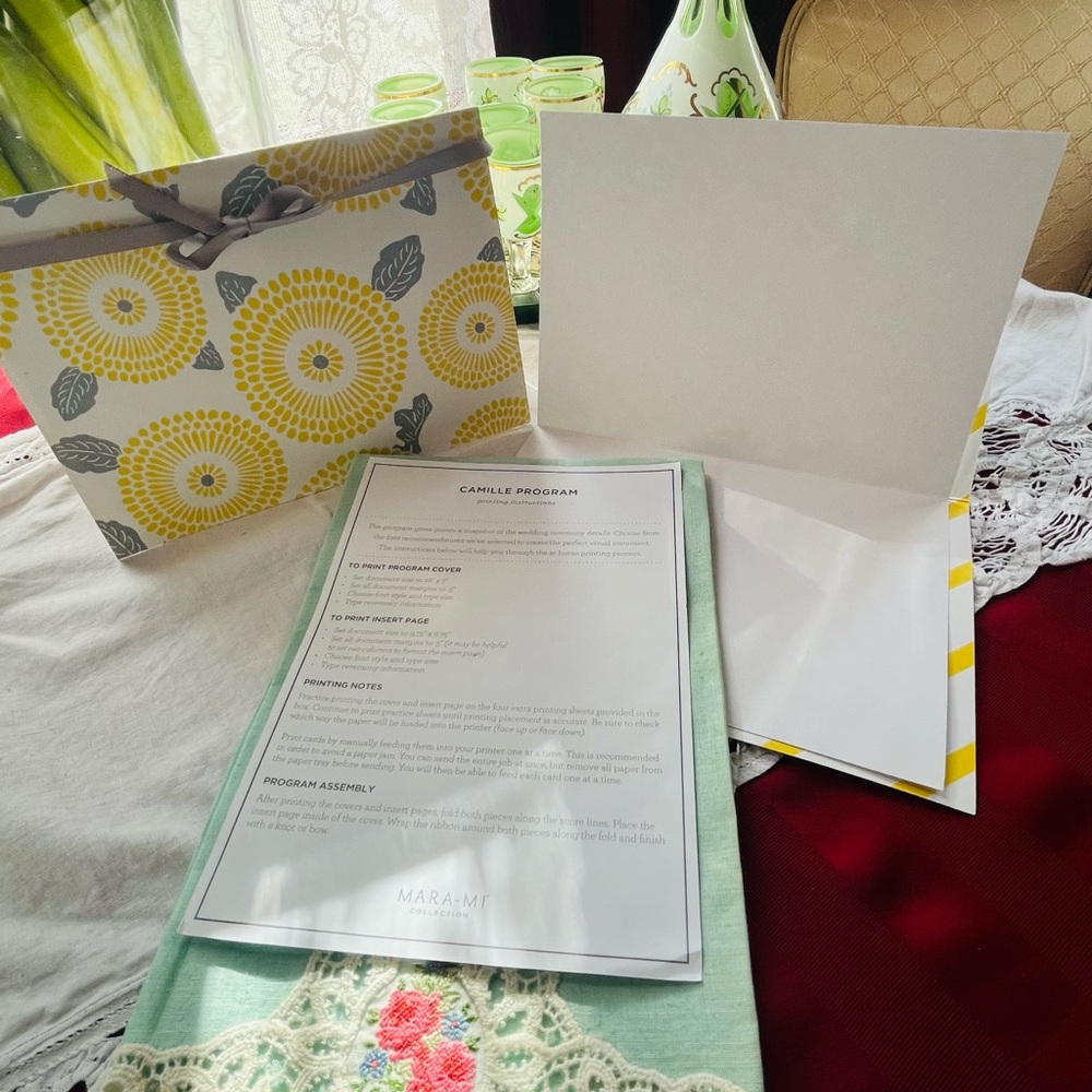 Mara-Mi Collection- Chic yellow and gray invitation cards & ribbon.